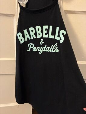 Barbells & Ponytails Black Muscle Tank - Women's Fitness Tee